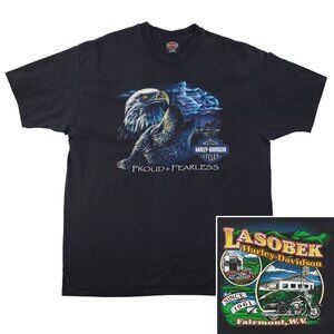 Harley Davidson Vintage T-Shirt 90s Eagle Wolf Proud Fearless West Virginia XXL